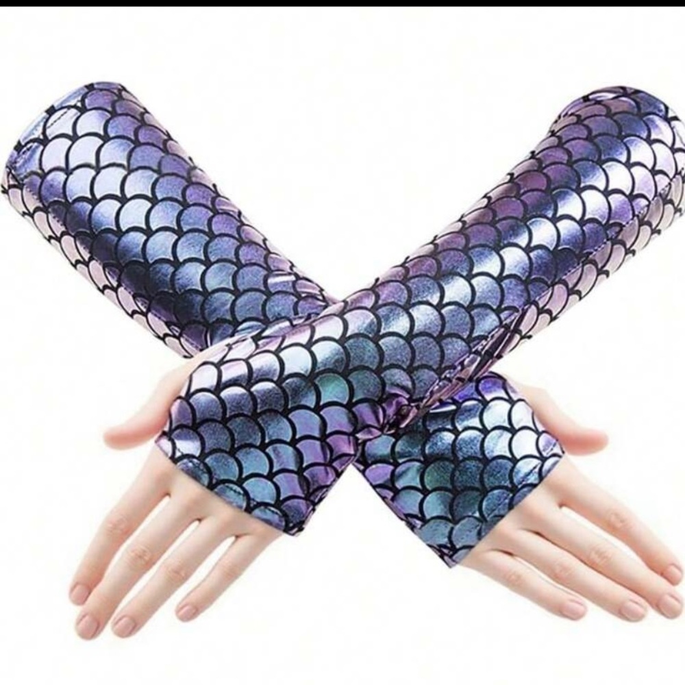 Mermaid Scale Arm Warmers - Iridescent Purple & Teal